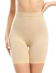 Nadeer Womens Anti Chafing Shorts Underwear Seamless Panties Long Briefs Safety Pants Hipster High Waist Slip Shorts for Under Dresses Leggings Yoga Beige