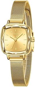 CIVO Womens Gold Watch, Ladies Watch Square, Analog Quartz Wrist Watches for Women Dress Fashion Waterproof Stainless Steel Mesh Strap Small Womens Watches Gifts