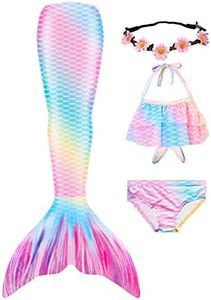 Girls Mermaid Tails Swimming, Mermaid Tails for Girls Swimsuit Kids Bathing Suit 3 to 12 Years