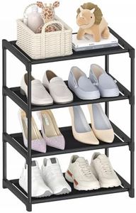 Autonomier 4 Tier Small Shoe Rack, Narrow Stackable Kids Toddler Adult Shoe Storage Organizer Shelf for Closet Floor Entryway Bedroom, Space Saver Shoe Rack Organization Shelves