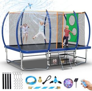 Tatub 8x14 Ft Rectangle Trampoline for Kids and Adults, Outdoor Square Trampoline with Net, Blue
