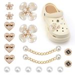 18 Pcs Bling Shoe Charms for Crocs,Crystal Rhinestone Flower Shoe Accessories,Aesthetic Sparkly Shoe Charms for Teens Girls and Women Party Favors and Gifts,Perfect for Crocs Decoration