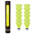 SPPHONEIX 12-Pack Nylon Yellow/White Badminton Shuttlecocks with High Durability High Speed Badminton Birdies Balls Model 501/502