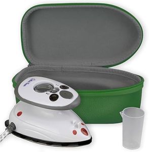 The Quilted Bear Mini Steam Iron - Travel Iron Steam Mini for Effortless Quilting, Crafting, and Wrinkle-Free Clothing - Compact Holiday & Travel Essentials with Hardshell Case (Green)