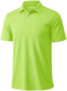 MAGCOMSEN Polo Shirts for Men Dry Fit Lightweight Active Golf Polos Short Sleeve Moisture Wicking Collared Shirt Fluorescent Green