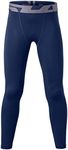 TSLA Boys Youth UPF 50+ Compression Pants Baselayer, Cool Dry Active Running Tights, Sports 4-Way Stretch Workout Leggings KUP29-NNV_L