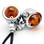 Krator Motorcycle 2 pcs Chrome Amber Turn Signals Lights Compatible with Suzuki Boulevard S40 S50 S83