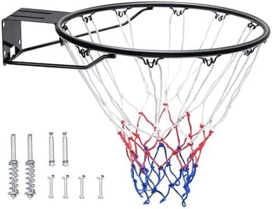 VEVOR Basketball Rim, Wall Door Mounted Basketball Hoop, Heavy Duty Q235 Basketball Flex Rim Goal Replacement with Net and Double Spring, Standard 18" Indoor Outdoor Hanging Hoop