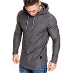 FEDTOSING Mens Gym Hoodie Workout Sweatshirt Muscle Sweater Lightweight Long Sleeve Athletic Hooded Grey XL