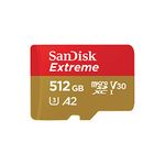 SanDisk Extreme 512GB microSDXC UHS-I, V30, 190MB/s Read, 130MB/s Write, Memory Card for 4K Video on Smartphones, Action Cams and Drones