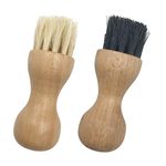 2 Pieces Shoe Polish Applicator Brushes Wooden Handle Strong Bristles Pig Hair Brush for Shoes Care