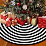 AHOOCUSTOM Christmas Tree Skirt 36 Inch, Black and White Tree Mat, Christmas Ornament Decor for Xmas Holiday Rustic Vintage Decoration