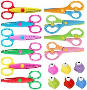 Asdirne Forbici per Bambini, Set di 16 Forbici Seghettate, Una Varietà di Modelli di Divertimento, Comprende 6 Forbici Zigzag Bambini, 4 Paia di Forbici per Bambini e 6 Punzoni di Carta