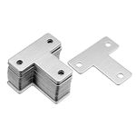 sourcing map Flat T Shape Repair Mending Plate, 43mmx43mm, Stainless Steel Joining Bracket Support Brace, Pack of 20