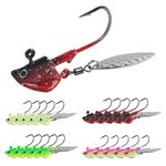 16Pcs Fishing Jig Head Underspin Jig Head Hook with Willow Blade Spinner Spoon Swimbait Jig Heads Hook for Bass Trout 1/4OZ 3/8OZ 2/5OZ