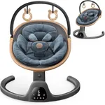 Baby Swings for Infants, Fasonbaby Bluetooth Infant Swing with Music Speaker with 3 Seat Positions, 5 Speeds and Remote Control - Portable Baby Swing for Indoor and Outdoor (Dark Black)