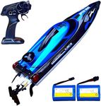 XDJXWJN 14 inch Big RC Boat Remote Control Boat for Kids and Adults, 25 KPH Fast RC Speed Boat with Two 1100mAh Batteries, Waterproof Toy Boats for Lakes Pools & River