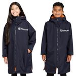 Freespirit Kids' Aquarobe Pro with Hood, Deep-Pile Fleece Lining & 2 Zipped Pockets, Waterproof, Long-length & Oversized Drying Robe (UK, Age, 12 Years, 14 Years, Regular, Navy)