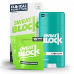 Sweatblock Excessive Sweat and Odor bundle [Clinical Strength Antiperspirant Sweat Wipes and Regular Antiperspirant Deodorant] Odor Protection and Hyperhidrosis Treatment (Bundle Deal)