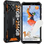 Rugged Smartphone Unlocked Canada OUKITEL WP32PRO, 24GB RAM+256GB ROM Rugged Phone Android 14, 6300mAh Cell Phones, 6" HD Screen,20MP Camera, Waterproof Mobile Phone,GPS/NFC/Face Unlock,4G Dual LTE