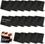 30 Pcs Mini Chalkboard Signs Set, 4"x3" Small L-Shaped Reusable Table Marker for School/Wedding/Birthday/Buffet/Party/Message Boards(Black)