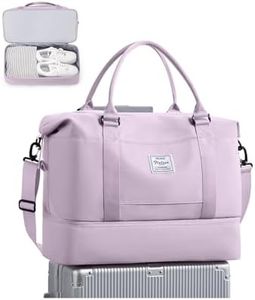 BJLFS Weekender Bag for Women Travel Duffel Bag with Shoes Compartment Lightweight Carry on Luggage Bag for Airplanes Overnight Duffle Bag Waterproof Beach Bag Sports Gym Tote A8-Purple