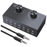 Povxlum 6 Ports 3.5mm Audio Switch Bidirectional 3.5mm Audio Switcher Support 1 in 6 Out or 6 in 1 Out,for PC Phone Headphone