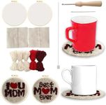 COLAYERIST Mothers Day Gifts for Mom Punch Needle Kit, 2 Pcs Mom Punch Needle Coaster Kit Easy Punch Needle Coasters Kits for Adults Beginners, Birthday Gifts for Mom