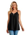 Ladies Camisole Tops for Summer,Women Plus Size Tank Tshirts Top Cami Vest Black X-Large