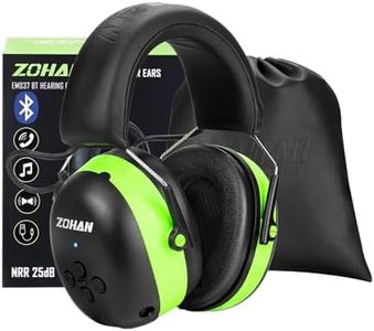 ZOHAN 037 Bluetooth Hearing Protection Headphones with 1500mAh Rechargeable Battery,NRR 25dB Noise Reduction Ear Muffs with 40H playtime for Mowing, Snowblowing, Construction,Workshops