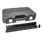 GEARWRENCH 39 Piece 1/2inch Drive 6 Point Impact Socket Set, Standard & Deep, Metric - 84948N