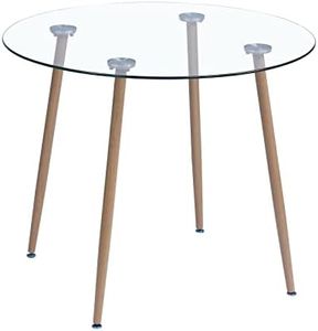 Noorsk Design Mesa de Comedor o Cocina de Cristal Redonda de 90 cm. Zola