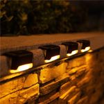 Pivalo Solar Deck Lights Outdoor Fence & Deck Waterproof LED Lamp for Yard Patio Fence Wall Home Garden Step and Pathway Decor (Warm White, Pack of 4)