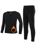 Runhit Youth Boys Thermal Underwear Set Long Sleeve Shirts for Youth Boys Thermal Leggings Compression Thermals for Youth Boys Basketball Snow XS Black