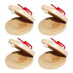 MEISH 4Pcs Wooden Castanets Finger Clackers Clappers Education Clappers Percussion Instruments Mini Clap Toys for Kids