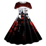 Women’s Cute Print Short Sleeve Dresses Unique Pattern Casual Flared A Line Party Short Dress Halloween Cocktail Dress Halloween Costumes for Adults Halloween Costumes for Women