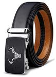 Contacts Genuine Leather Belt for Men with Autolock Buckle - Micro Adjustable Belt Fit Everywhere | Formal & Casual | Elegant Gift Box (Black)