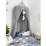 Dyna-Living Bed Canopy for Children, Mosquito Net Round Dome Nursery Net Hanging Curtain Kids Princess Indoor Outdoor Play Reading Tents Net Protection Bedroom Bed Decoration (Grey)