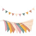 Fabric Bunting Banner,Triangle Baby Bunting for Nursery,Double Sided Colorful Cotton Bunting Garland for Garden Tea Wedding Shower Girls Boys Birthday Bedroom Decoration (Morandi Beige)