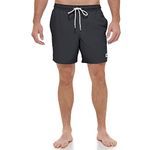 Calvin Klein Men's Standard UV Protected Quick Dry Drawstring Solid Swim Trunk, Black, Small