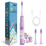 US1984 Sonic Electric Toothbrush for Kids with 4 Modes, 3 Brush Heads & Rechargeable Battery, Ultra Soft Nylon Bristles, IPX7 Waterproof, Electric Power Tooth brush (Purple)