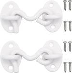 QJZXUEZHEN 2Pcs 2 inch Barn Door Lock, Cabin Hook Eye Latch Gate Door Swivel Window Door Hook with Mounting Screws (White)