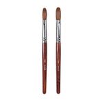 Alexnailart 2pcs Kolinsky Sable Nail Brush Acrylic Brush for Acrylic Powder Nail Art Pen with Red Wooden Handle Manicure Design 12# & 16#