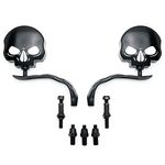 SMT-Skull Flame Black Side Mirrors Compatible With Harley Road King Electra Street Glide Ultra [B00RUDY8IA]