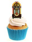 Sprinkles & Toppers Ltd Vintage Jukebox Edible Stand Up Wafer Paper Cake Toppers (12 Pack)