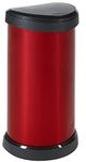 Curver Metal Effect Plastic One Touch Deco Bin, Red, 40 Litre