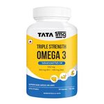 TATA 1mg Triple Strength Omega 3 Fish Oil Capsules 1250mg | High Strength Omega 3 supplement with 560mg EPA & 400mg DHA | For muscle recovery, heart & joints | Pack of 90