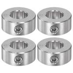 uxcell 4pcs Shaft Collar 1/2" Bore 304 Stainless Steel Set Screw Shaft Collars, 1" OD, 7/16" Width, for Wheel Barrow Axle, Gearbox Assemblies, Machine Tools, Industry