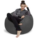 Sofa Sack Bean Bag Chair - Plush, Ultra Soft - Memory Foam Bean Bag Chair with Microsuede Cover - Stuffed Foam Filled Furniture and Accessories for Dorm Room 3 Feet - Charcoal