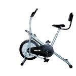 Bullar Air Bike Exercise Cycle with Moving/Stationary Handles, Adjustable Resistance with Cushioned Seat & Back Support, Max User Weight 100 Kg (Grey & Black (Air bike + Backrest))